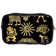 Maya Style Gold Linear Totem Icons Toiletries Bag (two Sides)
