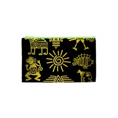 Maya Style Gold Linear Totem Icons Cosmetic Bag (xs) by Vaneshart