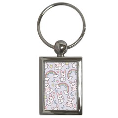 Seamless Pattern With Cute Rabbit Character Key Chain (rectangle)