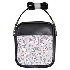 Seamless Pattern With Cute Rabbit Character Girls Sling Bag