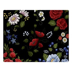 Floral Folk Fashion Ornamental Embroidery Pattern Double Sided Flano Blanket (large) 