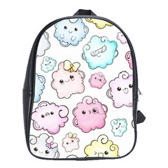 Cute Doodle Cartoon Seamless Pattern School Bag (large)