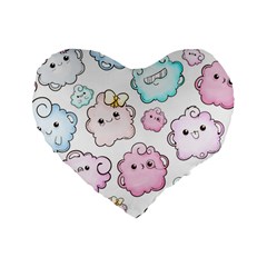 Cute Doodle Cartoon Seamless Pattern Standard 16  Premium Heart Shape Cushions by Vaneshart