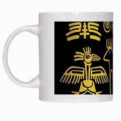 Golden Indian Traditional Signs Symbols White Mugs by Vaneshart
