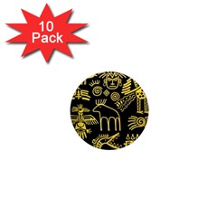 Golden Indian Traditional Signs Symbols 1  Mini Magnet (10 Pack)  by Vaneshart