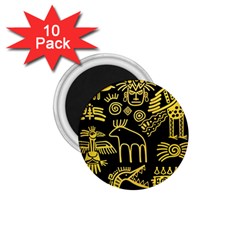 Golden Indian Traditional Signs Symbols 1 75  Magnets (10 Pack) 