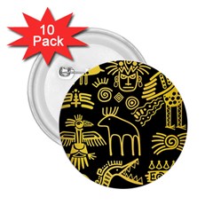 Golden Indian Traditional Signs Symbols 2 25  Buttons (10 Pack)  by Vaneshart