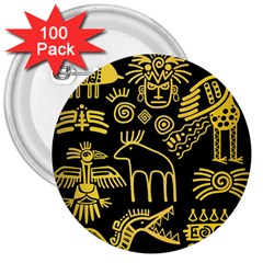 Golden Indian Traditional Signs Symbols 3  Buttons (100 Pack) 