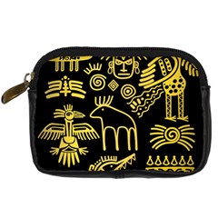 Golden Indian Traditional Signs Symbols Digital Camera Leather Case