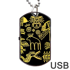 Golden Indian Traditional Signs Symbols Dog Tag Usb Flash (two Sides) by Vaneshart