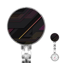 Gradient Geometric Shapes Dark Background Stainless Steel Nurses Watch by Vaneshart