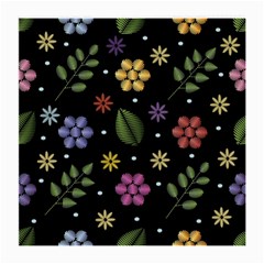 Embroidery Seamless Pattern With Flowers Medium Glasses Cloth by Vaneshart