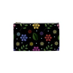 Embroidery Seamless Pattern With Flowers Cosmetic Bag (small)