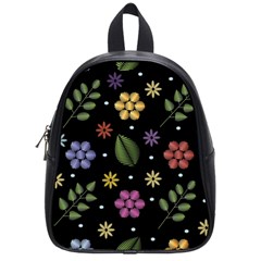 Embroidery Seamless Pattern With Flowers School Bag (small) by Vaneshart