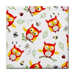 Seamless Pattern Vector Owl Cartoon With Bugs Face Towel by Vaneshart