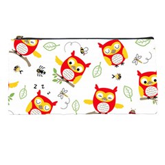 Seamless Pattern Vector Owl Cartoon With Bugs Pencil Case by Vaneshart
