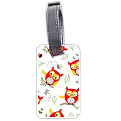 Seamless Pattern Vector Owl Cartoon With Bugs Luggage Tag (one Side)