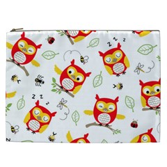 Seamless Pattern Vector Owl Cartoon With Bugs Cosmetic Bag (xxl)