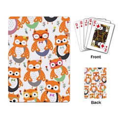 Cute Colorful Owl Cartoon Seamless Pattern Playing Cards Single Design (rectangle) by Vaneshart