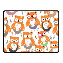 Cute Colorful Owl Cartoon Seamless Pattern Double Sided Fleece Blanket (small)  by Vaneshart
