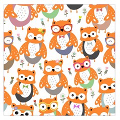 Cute Colorful Owl Cartoon Seamless Pattern Large Satin Scarf (square)