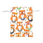 Cute Colorful Owl Cartoon Seamless Pattern Lightweight Drawstring Pouch (L) Front