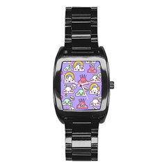 Cloud Seamless Pattern Stainless Steel Barrel Watch