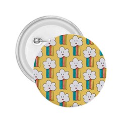 Smile Cloud Rainbow Pattern Yellow 2 25  Buttons