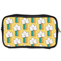 Smile Cloud Rainbow Pattern Yellow Toiletries Bag (two Sides)