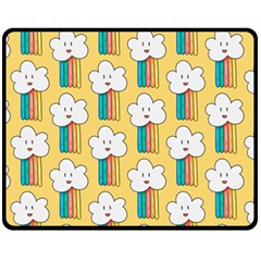 Smile Cloud Rainbow Pattern Yellow Fleece Blanket (medium)  by Vaneshart