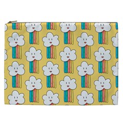 Smile Cloud Rainbow Pattern Yellow Cosmetic Bag (xxl)