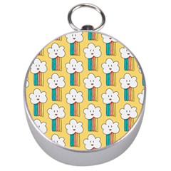 Smile Cloud Rainbow Pattern Yellow Silver Compasses