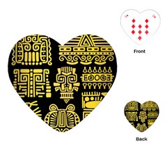 American Golden Ancient Totems Playing Cards Single Design (heart) by Vaneshart