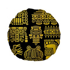 American Golden Ancient Totems Standard 15  Premium Round Cushions by Vaneshart