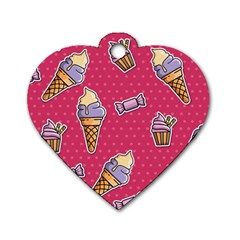 Seamless Pattern Patches With Ice Cream Dog Tag Heart (one Side) by Vaneshart