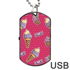 Seamless Pattern Patches With Ice Cream Dog Tag Usb Flash (one Side)