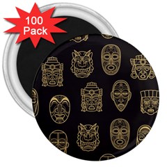 Indian Aztec African Historic Tribal Mask Seamless Pattern 3  Magnets (100 Pack)