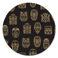 Indian Aztec African Historic Tribal Mask Seamless Pattern Magnet 5  (Round)