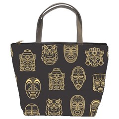 Indian Aztec African Historic Tribal Mask Seamless Pattern Bucket Bag by Vaneshart