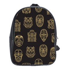 Indian Aztec African Historic Tribal Mask Seamless Pattern School Bag (Large)