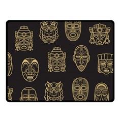 Indian Aztec African Historic Tribal Mask Seamless Pattern Fleece Blanket (Small)