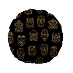 Indian Aztec African Historic Tribal Mask Seamless Pattern Standard 15  Premium Flano Round Cushions