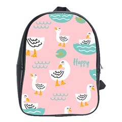 Cute Happy Duck Gift Card Design Seamless Pattern Template School Bag (large)