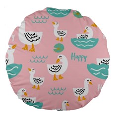 Cute Happy Duck Gift Card Design Seamless Pattern Template Large 18  Premium Flano Round Cushions