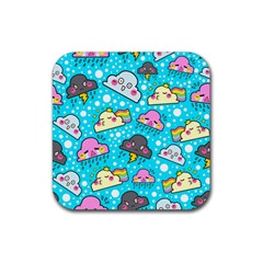 Cloud Seamless Pattern Rubber Square Coaster (4 Pack) 