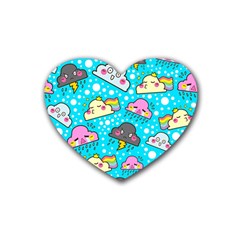 Cloud Seamless Pattern Heart Coaster (4 Pack)  by Vaneshart