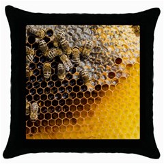 Honeycomb With Bees Throw Pillow Case (black)