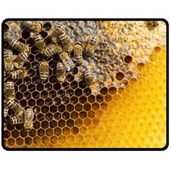 Honeycomb With Bees Double Sided Fleece Blanket (medium) 