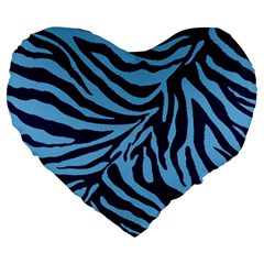 Zebra 3 Large 19  Premium Flano Heart Shape Cushions