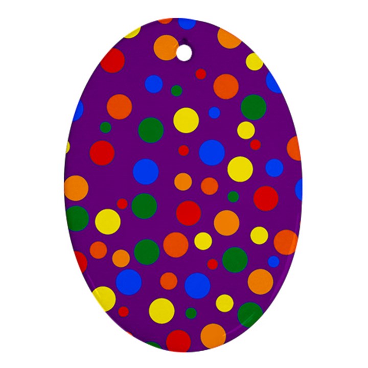 Gay Pride Rainbow Multicolor Dots Oval Ornament (Two Sides)